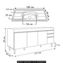 Ver imagem 4 de Balcão de Cozinha com Pia Inox 180cm Dallas Cinza - Lumil
