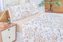 Ver imagem 2 de Jogo de Lençol Cama Casal 4 Peças 100% Algodão Percal 180 fios Babadinho: Caqui Floral
