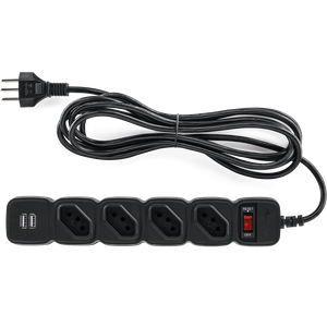 Protetor Eletrônico Filtro De Linha Intelbras Epe 204 Usb+ Com 4 Tomadas e 2 Portas Usb Bivolt Cabo
