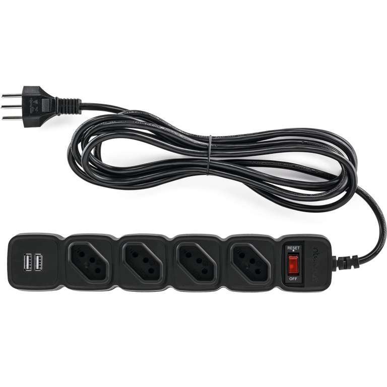 Protetor Eletrônico Filtro De Linha Intelbras Epe 204 Usb+ Com 4 Tomadas e 2 Portas Usb Bivolt Cabo