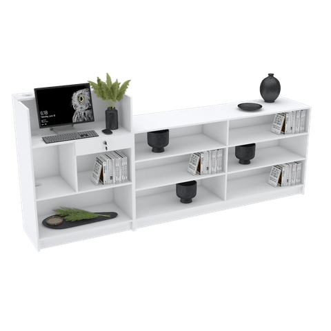 BALCÃO CAIXA PRATELEIRAS 100% MDF M464.B (LOJA, ATENDIMENTO) MUNDI MOVEIS