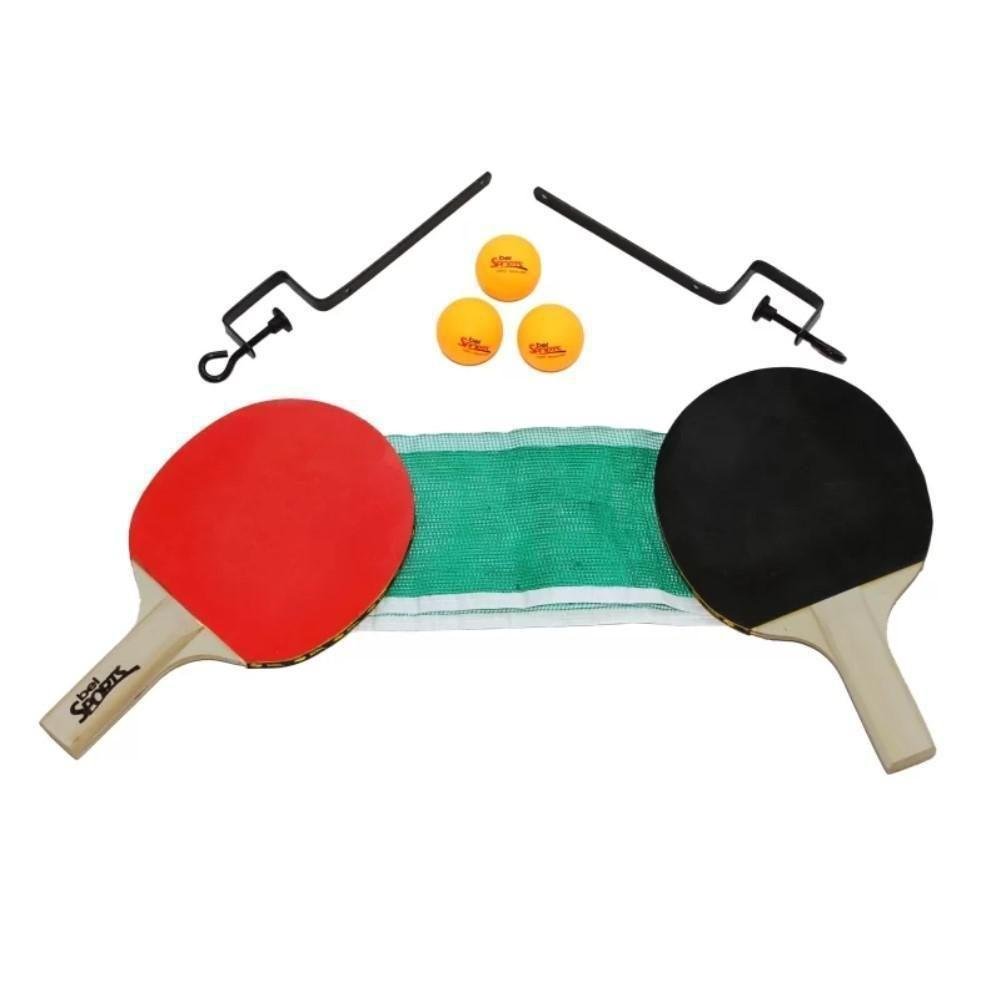 Kit Tênis de Mesa Ping Pong 2 Raquetes, 3 Bolinhas e 1 Rede