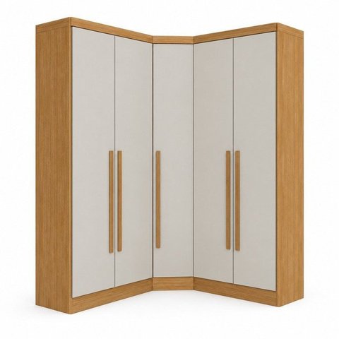Guarda-Roupa Modulado de Canto Oblíquo 5 Portas 6 Gavetas 100% MDF Cairo