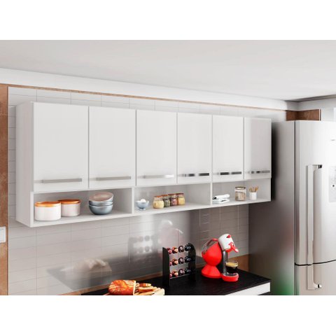 Armario Aereo Suriname Branco 6 Portas Brienza Movelaria