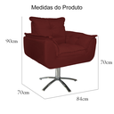 Ver imagem 5 de Kit 2 Poltronas Decorativa Clínica Com Base Giratória de Metal Opala Suede Vermelho Bordo - LM DECOR