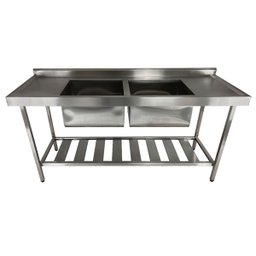 Pia em Aço Inox de 200x60x90cm com Duas Cubas Centralizada - 2