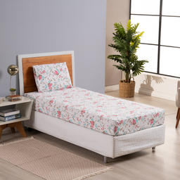 Jogo de Cama Solteiro 2 Peças Percal 180 Fios com Elástico Estampado Dia a Dia Rosê Floral - 2