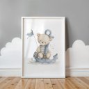 Ver imagem 4 de Kit 3 Quadros Decorativos Infantil | Fundo do Mar - Urso Marinheiro NO2 - 40x60 - Moldura Madeira
