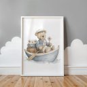 Ver imagem 3 de Kit 3 Quadros Decorativos Infantil | Fundo do Mar - Urso Marinheiro NO2 - 40x60 - Moldura Madeira