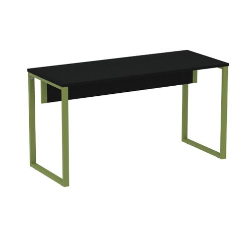 Mesa Escritório P25 Tub Pandin 134 Cm (larg) Tampo Mdp Preto Pé Aço Tubular Verde Mirô