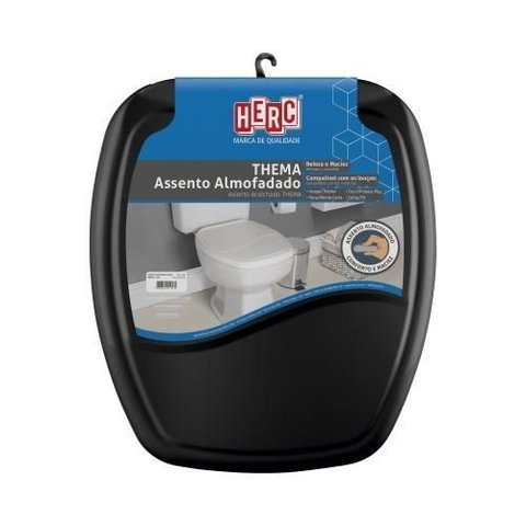 Assento Almofadado Thema Preto Herc Vaso Sanitario Banheiro