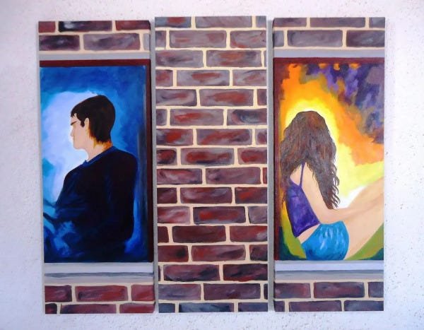 Lindo quadro estilo painel pintado a mão - 2
