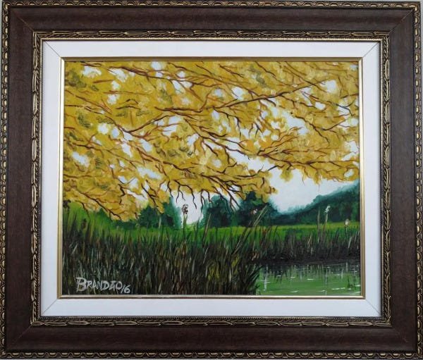 Quadro com pintura em óleo original - 48 x 57 cm - com moldura - 1
