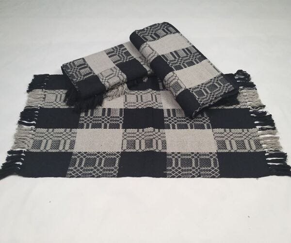 Kit Jogo de Cozinha de Algodão 3 Peças - Cinza com Preto - 1