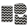 Tapete Jogo de Banheiro Liso Kit com 3 Peças Antiderrapante - Preto e Branco Zigzag - 1