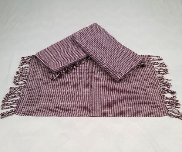 Jogo ou Kit Cozinha 3 Peças Passadeira Algodão - Roxo com Cru - 1