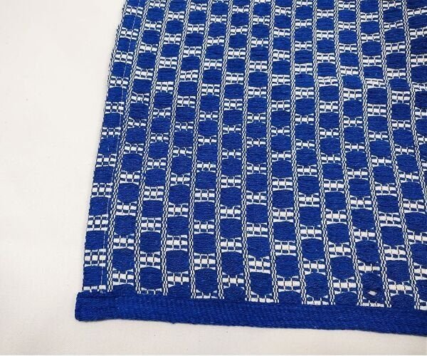 Tapete Sala Quarto Algodão 2,00 x 1,40 xadrez Quadriculado - Azul Caneta - 5