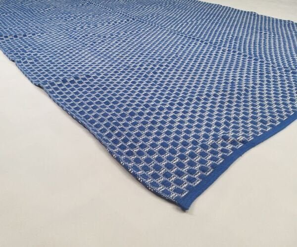 Tapete Sala Quarto Algodão 2,00 x 1,40 xadrez Quadriculado - Azul Caneta - 1