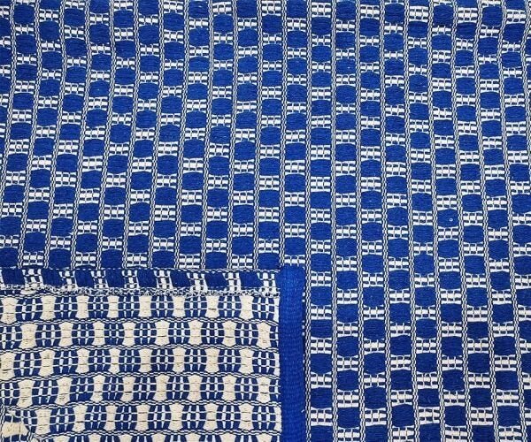 Tapete Sala Quarto Algodão 2,00 x 1,40 xadrez Quadriculado - Azul Caneta - 4