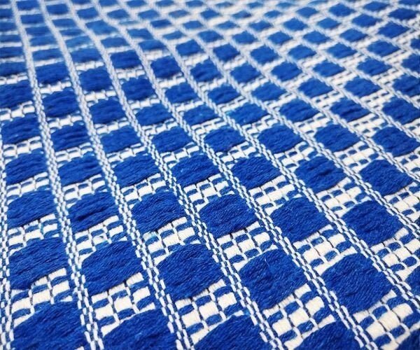Tapete Sala Quarto Algodão 2,00 x 1,40 xadrez Quadriculado - Azul Caneta - 3