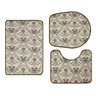 Tapete Jogo de Banheiro Liso Kit com 3 Peças Antiderrapante - Flores Bege - 1