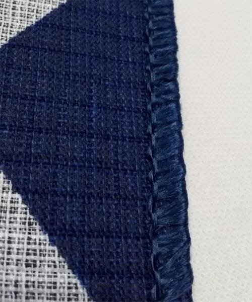 Tapete Jogo de Cozinha Liso Kit com 3 Peças com Antiderrapante - Azul e Branco Zigzag - 3