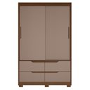 Ver imagem 3 de Guarda Roupa Solteiro Sole 2 Portas e 4 Gavetas Nogueira/Capuccino - Móveis Albatroz