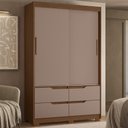 Ver imagem 2 de Guarda Roupa Solteiro Sole 2 Portas e 4 Gavetas Nogueira/Capuccino - Móveis Albatroz