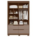 Ver imagem 4 de Guarda Roupa Solteiro Sole 2 Portas e 4 Gavetas Nogueira/Capuccino - Móveis Albatroz