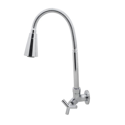Torneira Cozinha Gourmet Parede Tubo Conic Flexível 2 Jatos 1/4 Volta Duplo