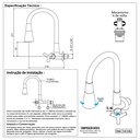 Ver imagem 7 de Torneira Cozinha Gourmet Parede Tubo Conic Flexível 2 Jatos 1/4 Volta Duplo