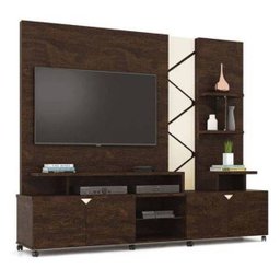 Home para Tv Cross Noce com Off White - Móveis Lukaliam - 3 Home para Tv Cross Noce com Off White - Móveis Lukaliam - 3