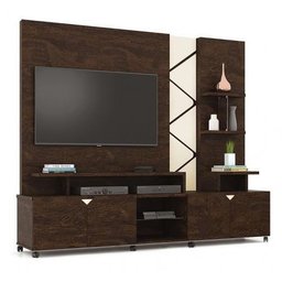 Home para Tv Cross Noce com Off White - Móveis Lukaliam - 1 Home para Tv Cross Noce com Off White - Móveis Lukaliam - 1