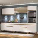 Ver imagem 3 de Armário de Cozinha Compacta 302cm com Leds Veneza Up Multimóveis V2014 Branco/Dourado