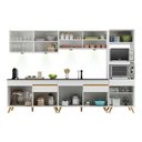 Ver imagem 6 de Armário de Cozinha Compacta 302cm com Leds Veneza Up Multimóveis V2014 Branco/Dourado