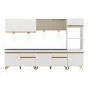 Ver imagem 7 de Armário de Cozinha Compacta 302cm com Leds Veneza Up Multimóveis V2014 Branco/Dourado
