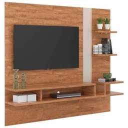 Painel Bancada Suspensa para TV até 50 Polegadas Cross Amêndoa/Off White - Lukaliam Móveis - 2 Painel Bancada Suspensa para TV até 50 Polegadas Cross Amêndoa/Off White - Lukaliam Móveis - 2
