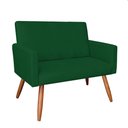 Ver imagem 5 de Kit 2 Poltronas e Namoradeira Nina Suede Verde Pés Palito Castanho - Pallazio
