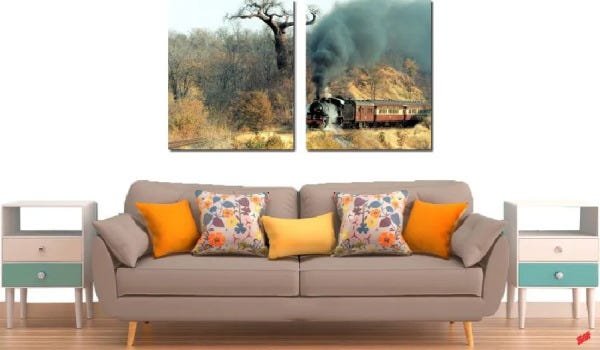 Quadro Decorativo Paisagem Trem 2 Peças - 2