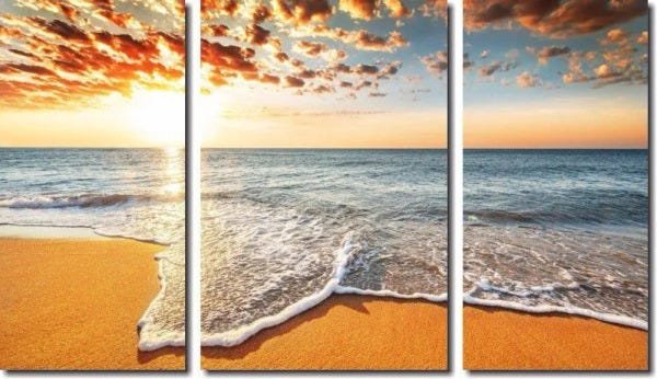 Quadro Decorativo Paisagem Praia 3 Peças M8 - 1