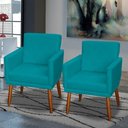 Ver imagem 2 de Kit 2 Poltronas Decorativa para Sala Recepção Beatriz Suede Cores Pé Palito Castanho