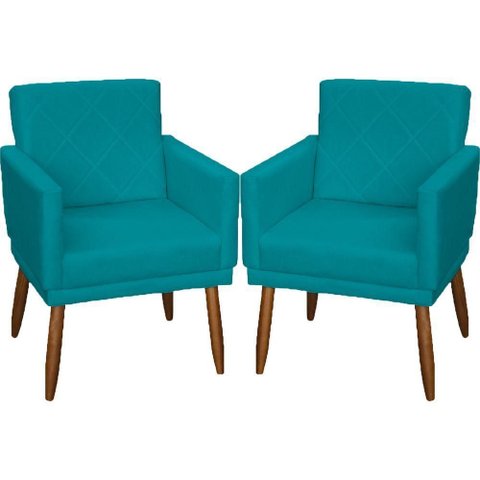 Kit 2 Poltronas Decorativa para Sala Recepção Beatriz Suede Cores Pé Palito Castanho