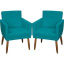 Ver imagem 1 de Kit 2 Poltronas Decorativa para Sala Recepção Beatriz Suede Cores Pé Palito Castanho
