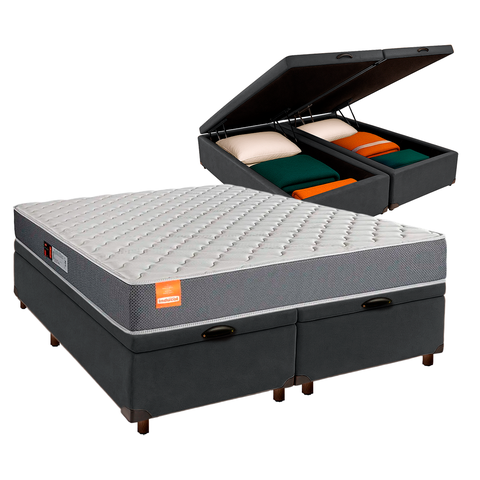 Cama + Bau Blindado e Colchão D23 Queen - Pro Inducol