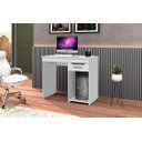 Ver imagem 1 de Mesa / Escrivaninha Qu para Estudo com Espaço para Cpu 1 Gaveta Cor Branco/canela Rm