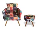 Ver imagem 1 de Kit Poltrona Decorativa Nina + Puff Redondo Suede Triângulo Pés Madeira Ms Decor