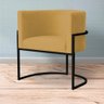 Kit 2 Poltronas Decorativa Sala de Estar Luana Base Preta Veludo Mostarda - Montanaris Decor Md Mont - 3