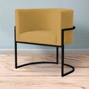 Ver imagem 3 de Kit 2 Poltronas Decorativa Sala de Estar Luana Base Preta Veludo Mostarda - Montanaris Decor Md Mont