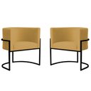 Ver imagem 1 de Kit 2 Poltronas Decorativa Sala de Estar Luana Base Preta Veludo Mostarda - Montanaris Decor Md Mont