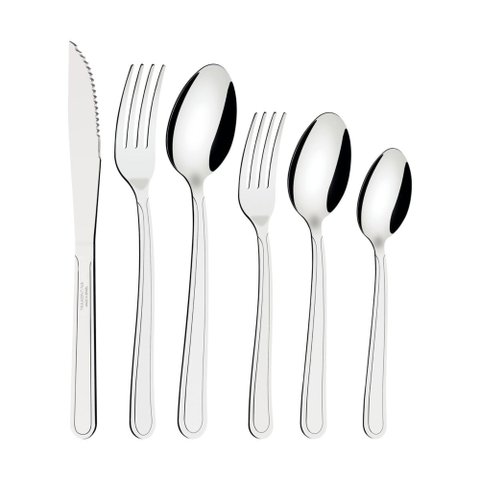 Jogo Talheres Faqueiro Inox 36 Peças Luxo Búzios Prateado - Tramontina